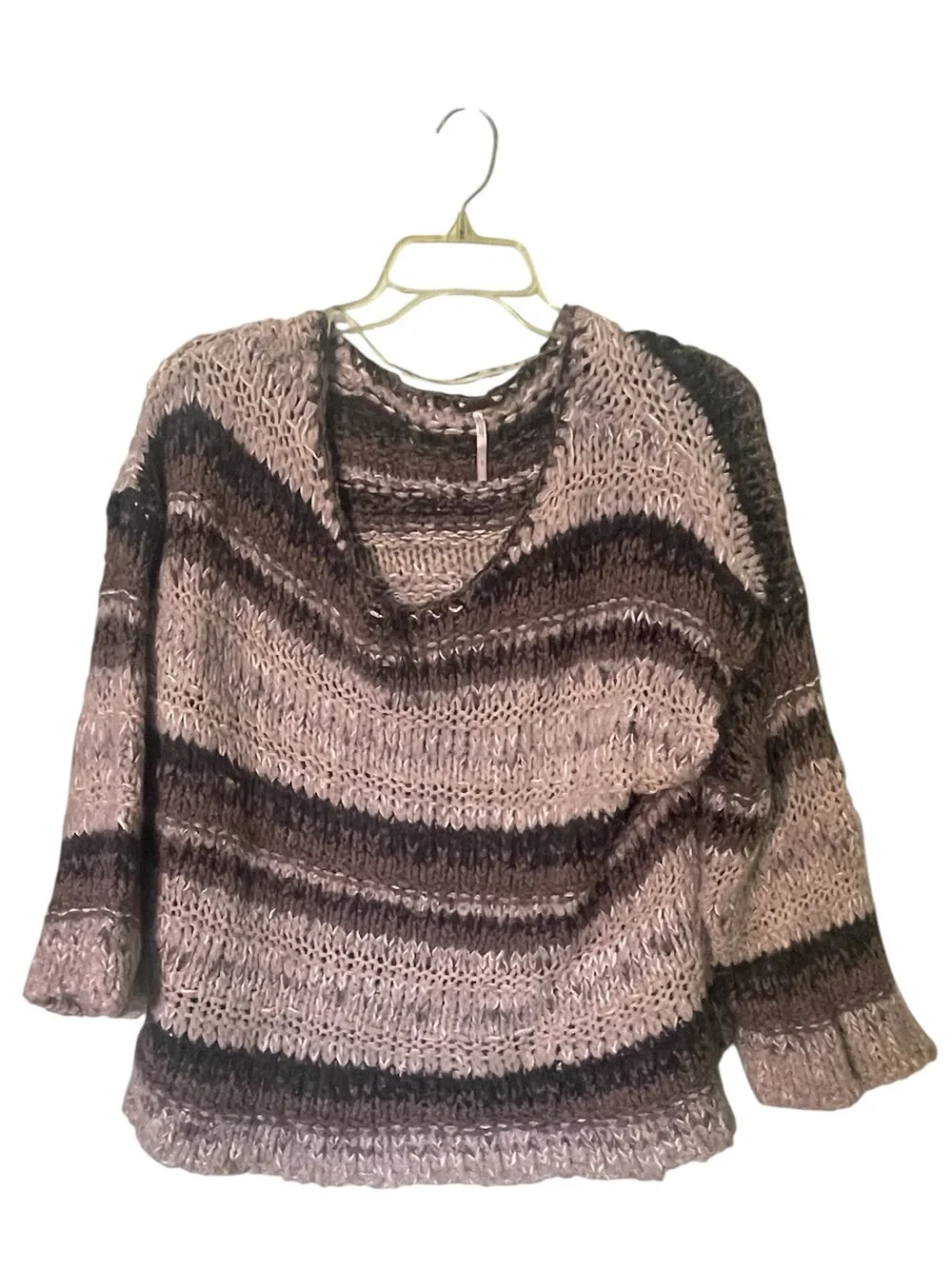Free People chunky knit striped sweater. Wool/Alpca/Mohair/other blend Size S/P - Picture 3 of 8
